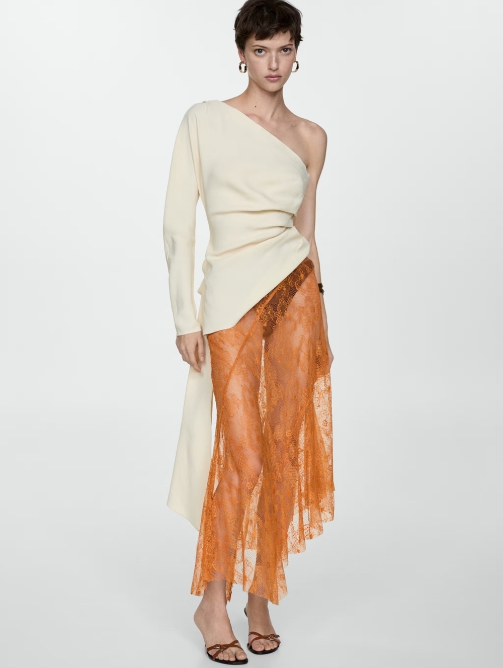 MGN Asymmetrical embroidered skirt